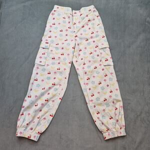 Forever 21 Festival Fruit Fairy Ankle Jogger High Rise Pants Women's White Sz M